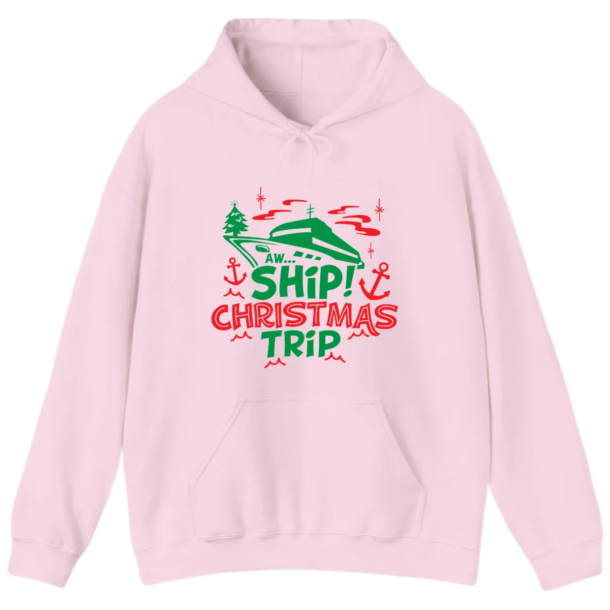 Aww Ship Christmas Trip Hoodie in Light Pink