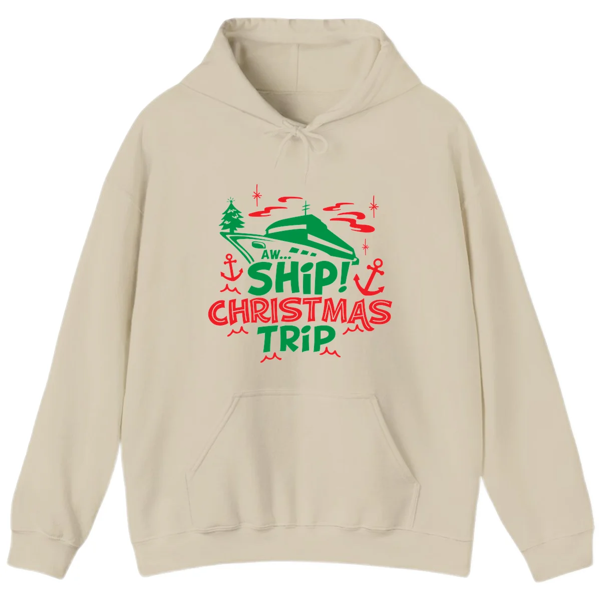 Aww Ship Christmas Trip Hoodie in Sand