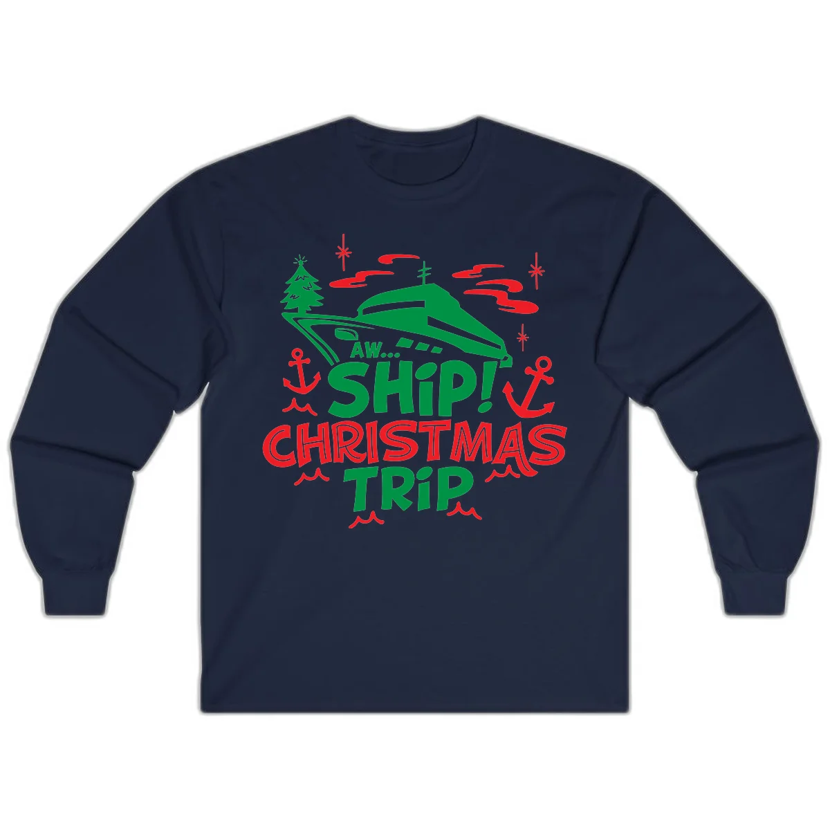 Aww Ship Christmas Trip Long Sleeve in Navy