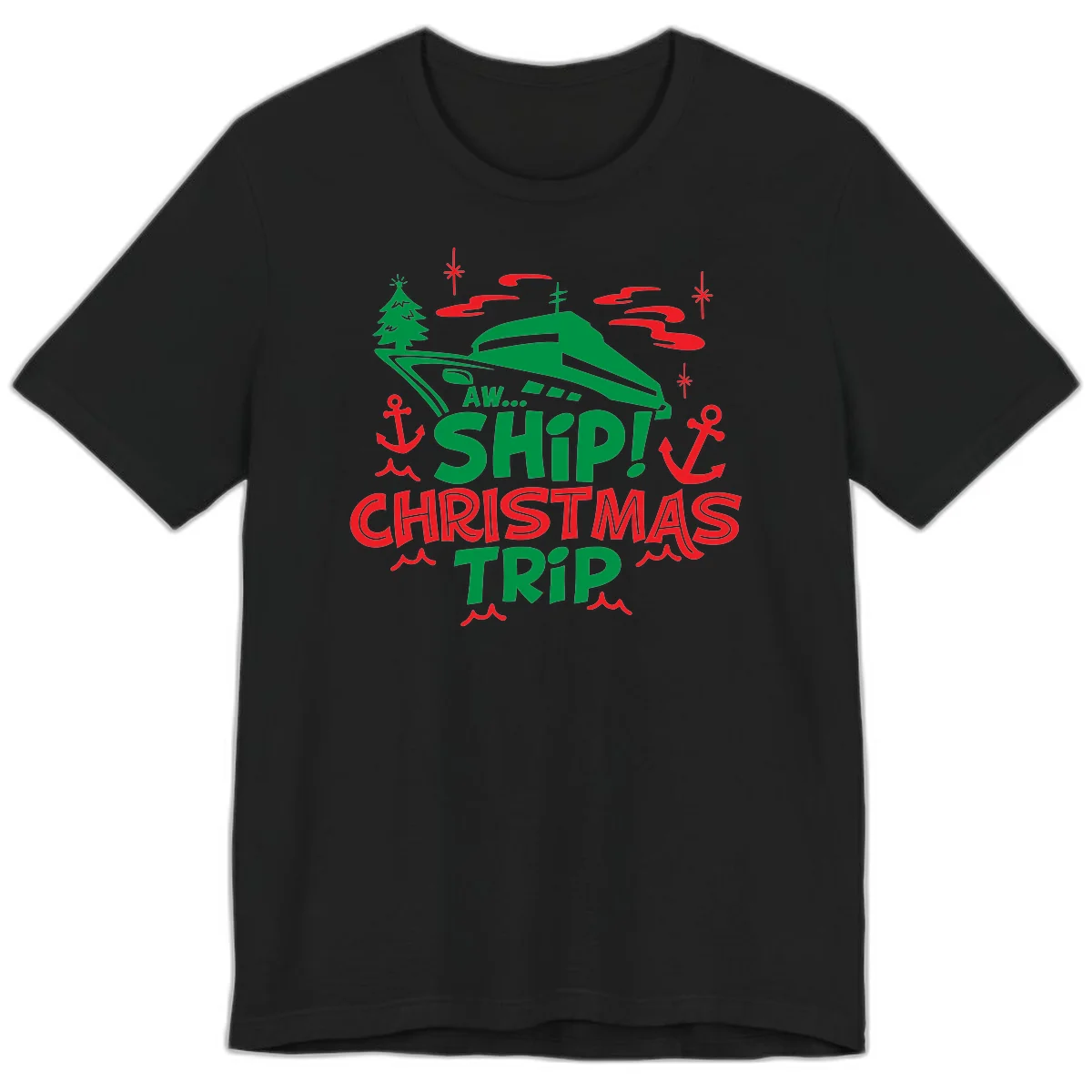 Aww Ship Christmas Trip Premium T-Shirt in Black