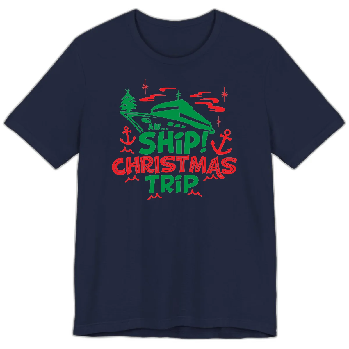 Aww Ship Christmas Trip Premium T-Shirt in Navy