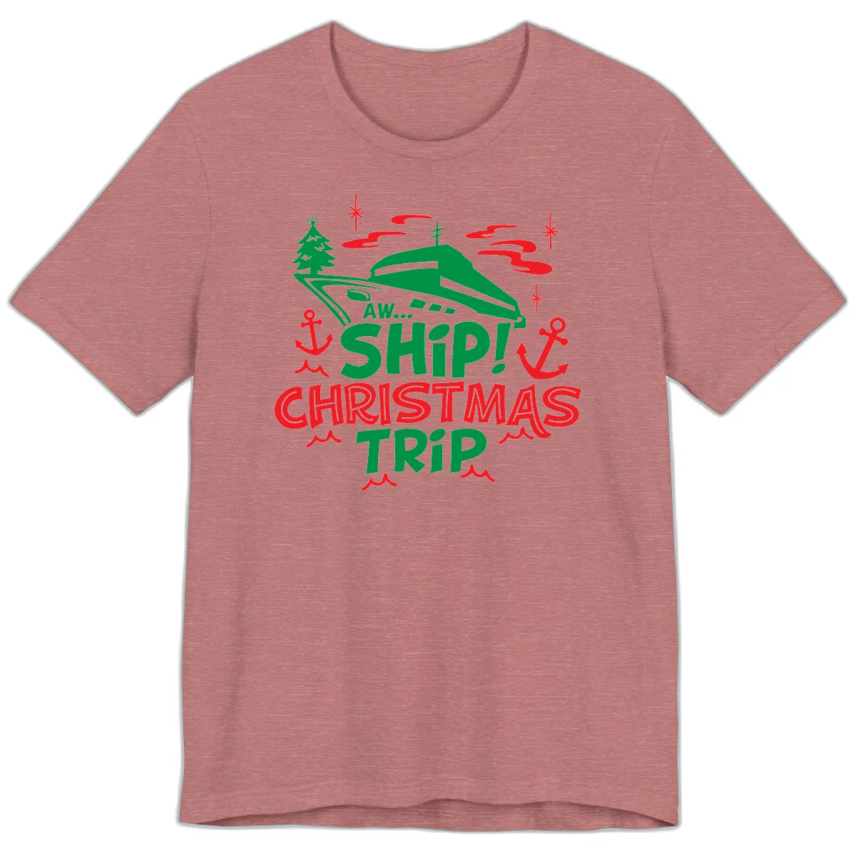 Aww Ship Christmas Trip Premium T-Shirt in Heather Mauve