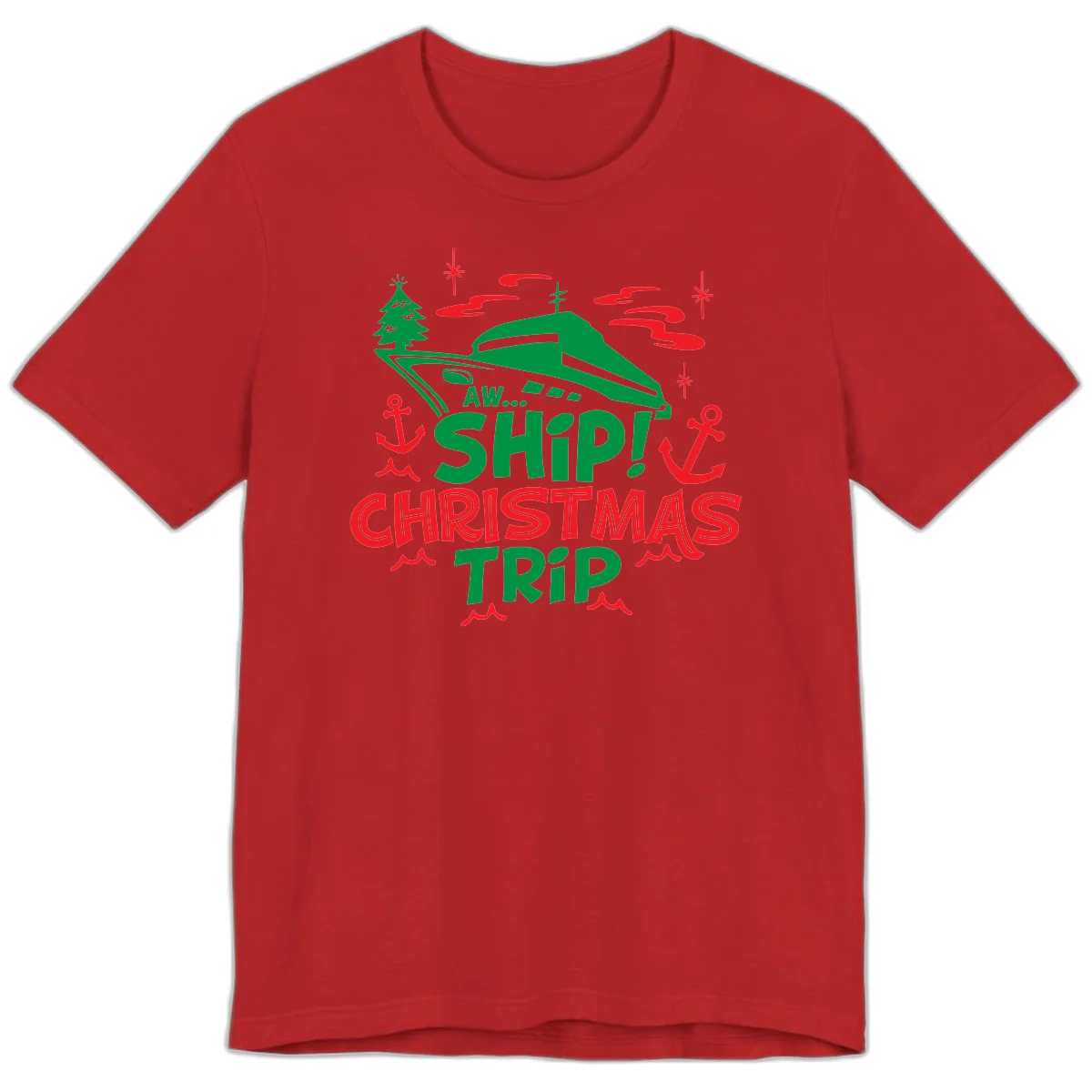Aww Ship Christmas Trip Premium T-Shirt in Red