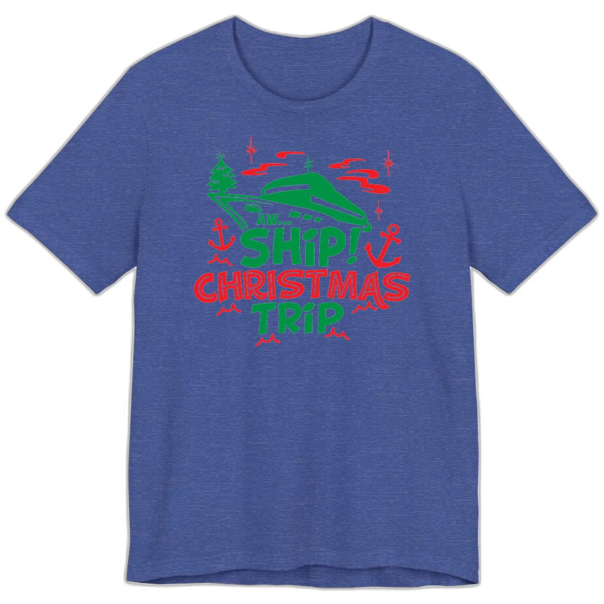 Aww Ship Christmas Trip Premium T-Shirt in Heather True Royal