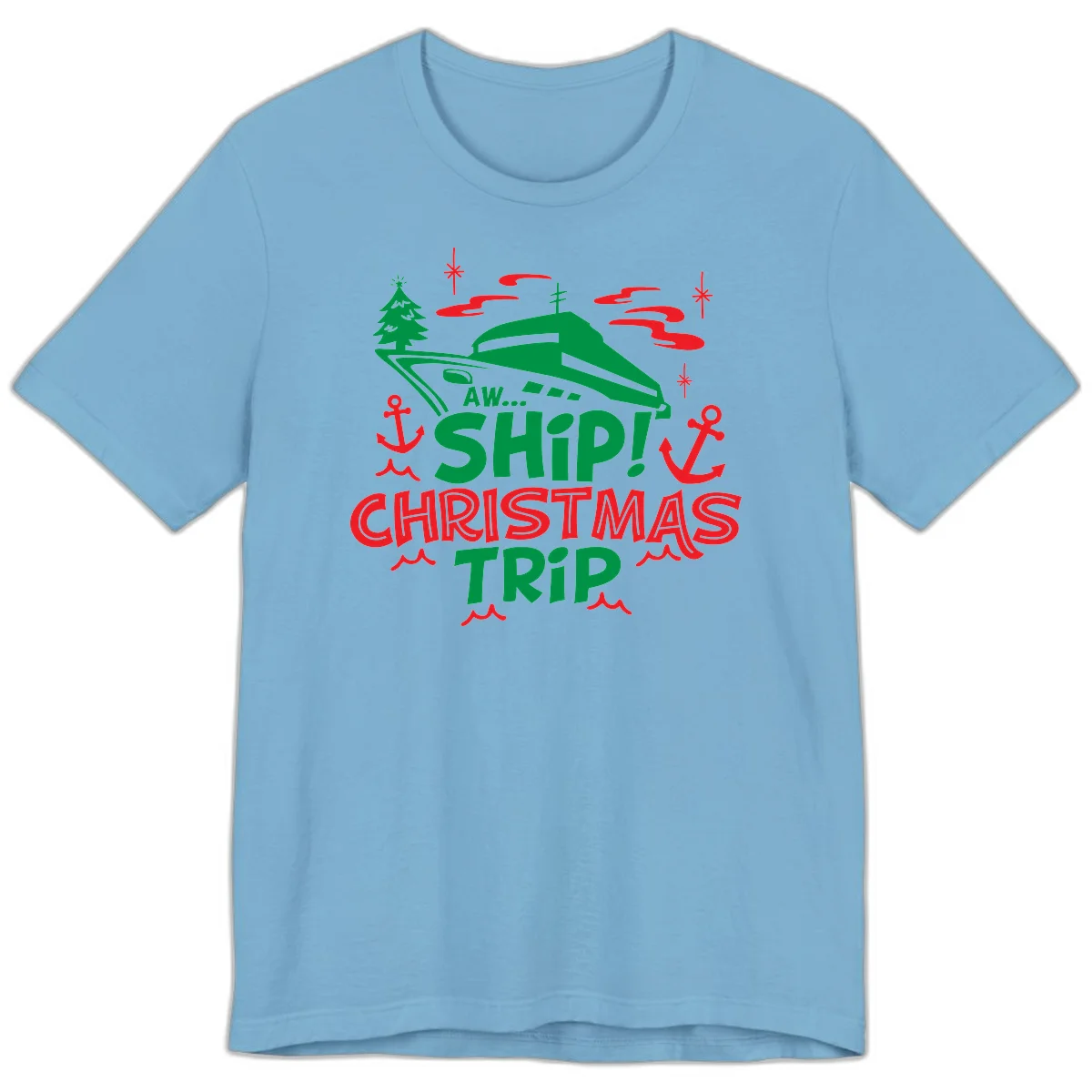 Aww Ship Christmas Trip Premium T-Shirt in Ocean Blue