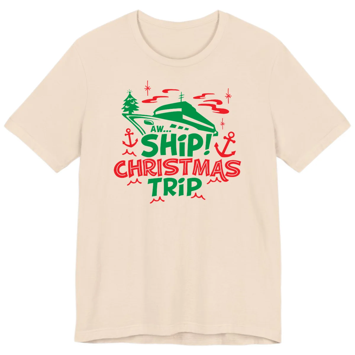 Aww Ship Christmas Trip Premium T-Shirt in Soft Cream