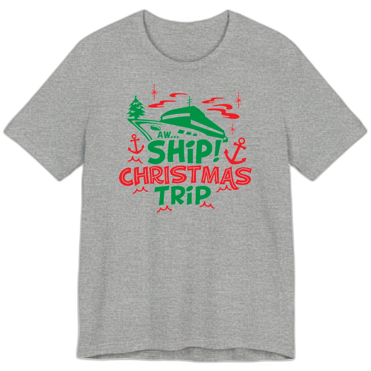 Aww Ship Christmas Trip Premium T-Shirt in Athletic Heather