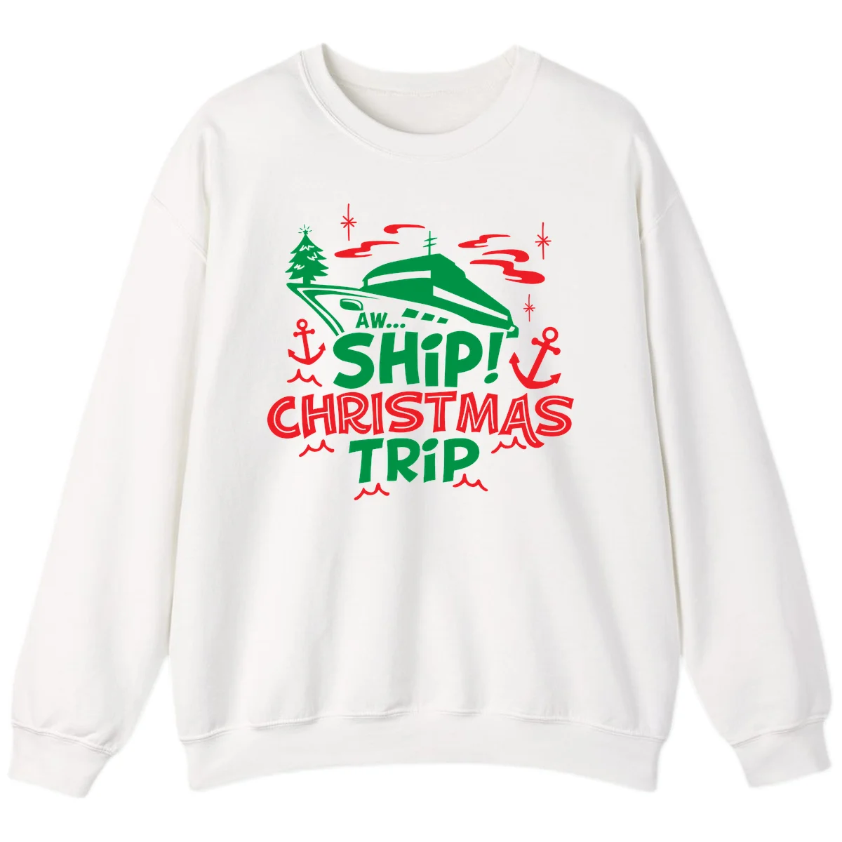 Aww Ship Christmas Trip Sweatshirt in White