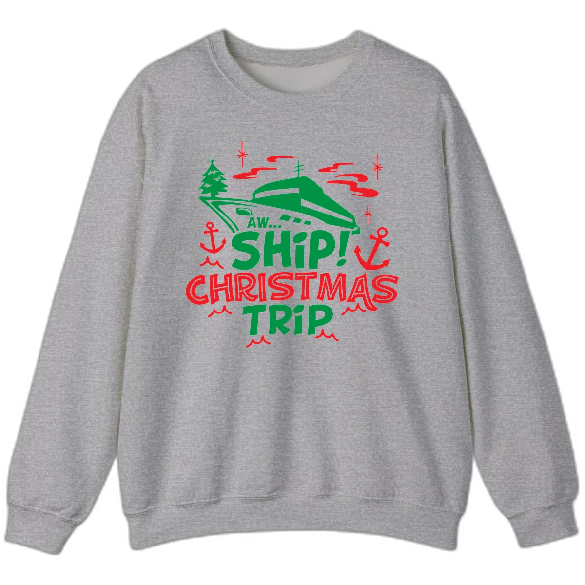 Aww Ship Christmas Trip Sweatshirt in Sport Grey