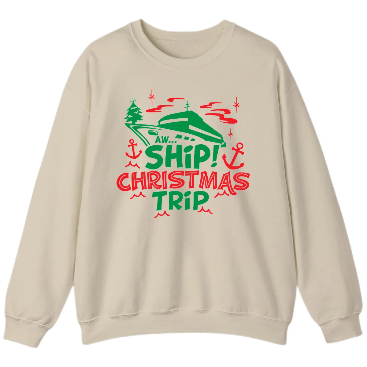 Aww Ship Christmas Trip Sweatshirt in Sand