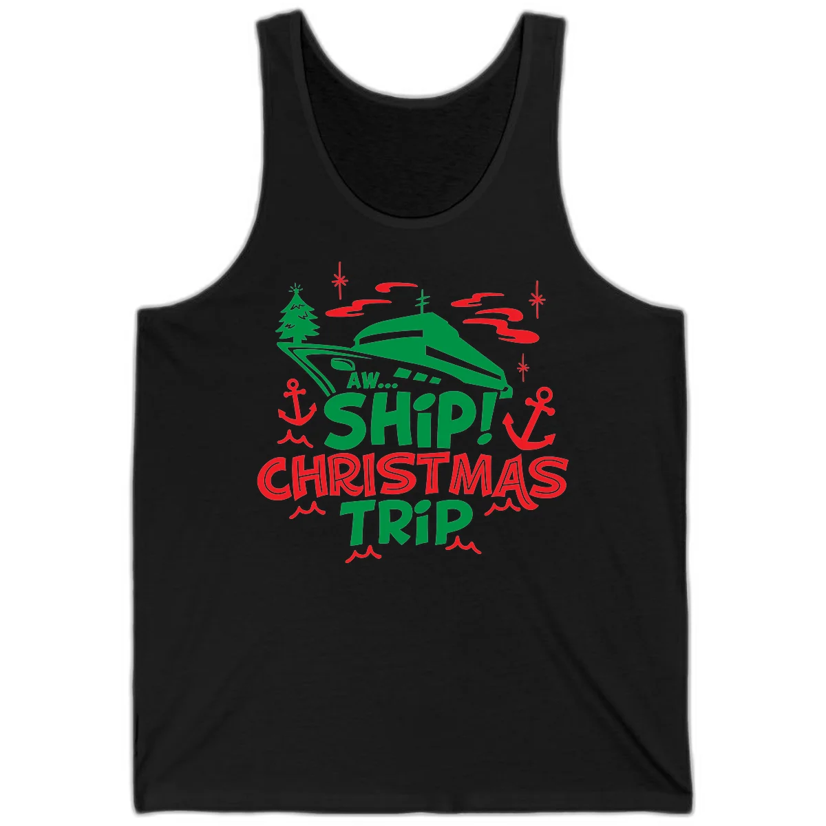 Aww Ship Christmas Trip Tank in Black