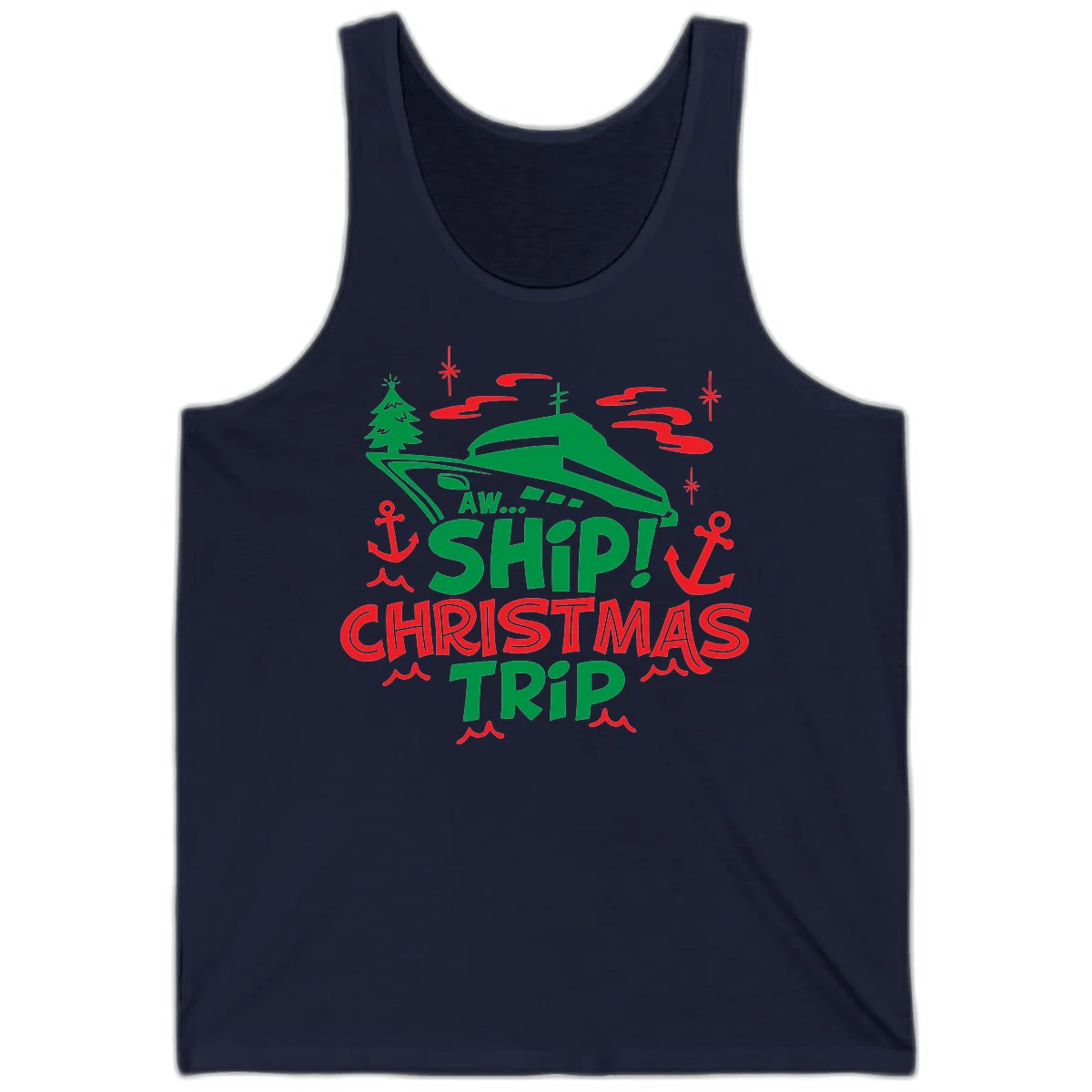 Aww Ship Christmas Trip Tank in Navy