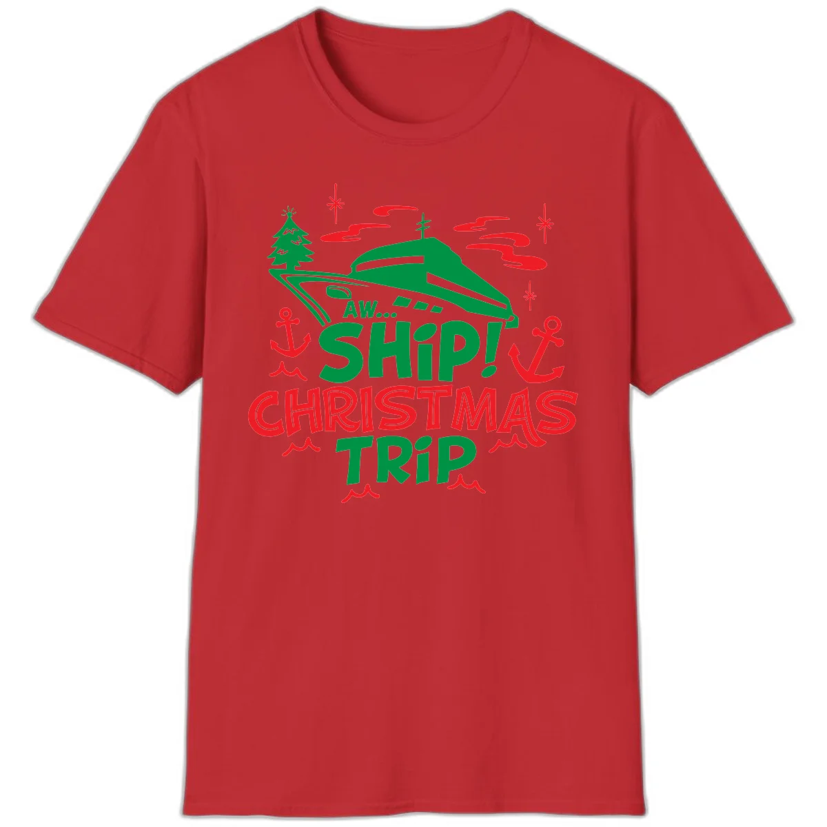 Aww Ship Christmas Trip T-Shirt in Red