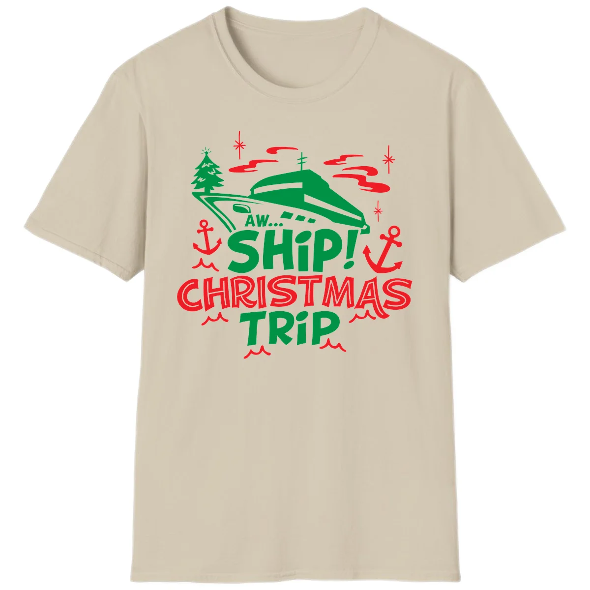 Aww Ship Christmas Trip T-Shirt in Sand