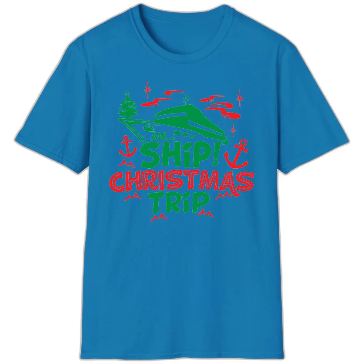 Aww Ship Christmas Trip T-Shirt in Sapphire