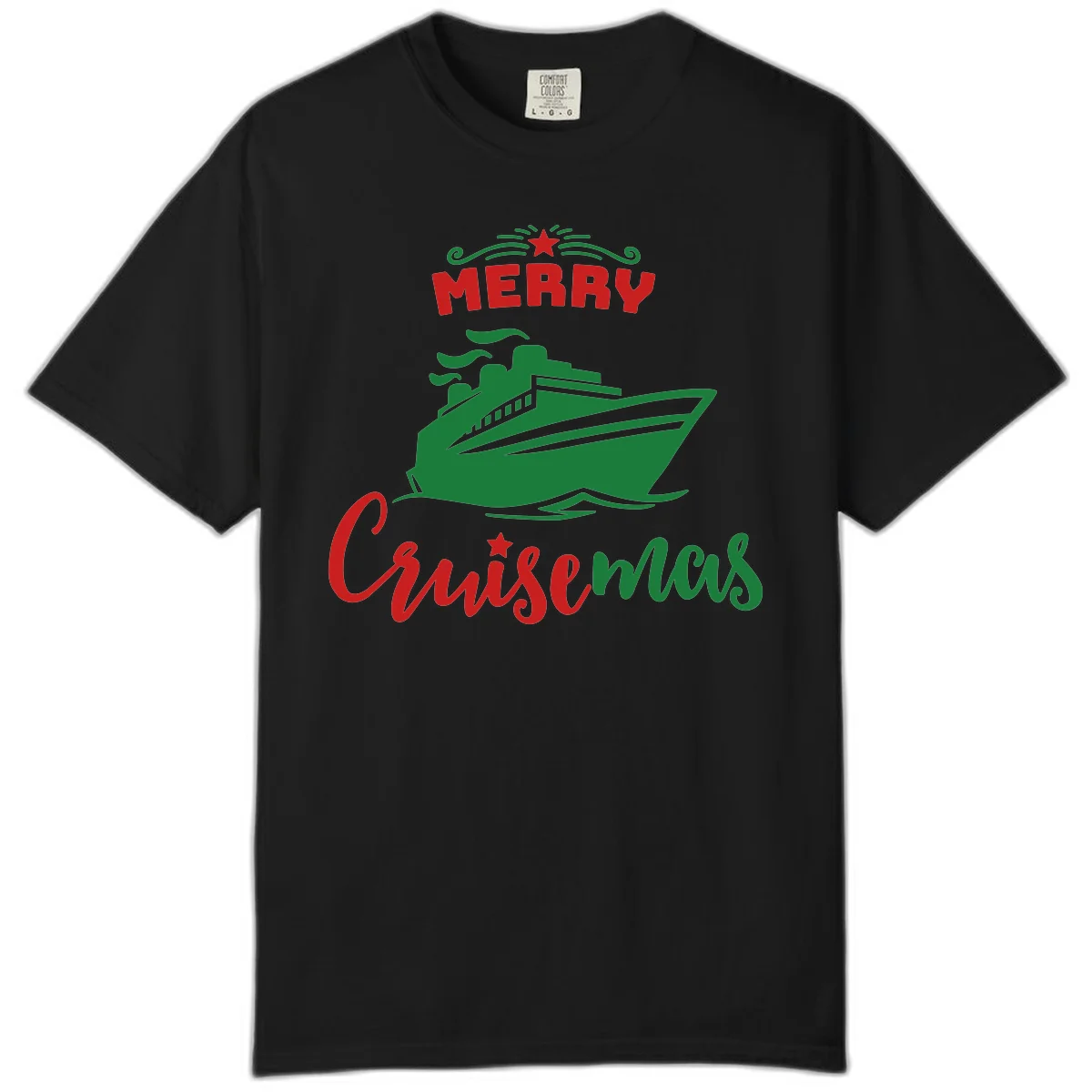 Merry Cruise-mas Ship Comfort Color Tee in Black