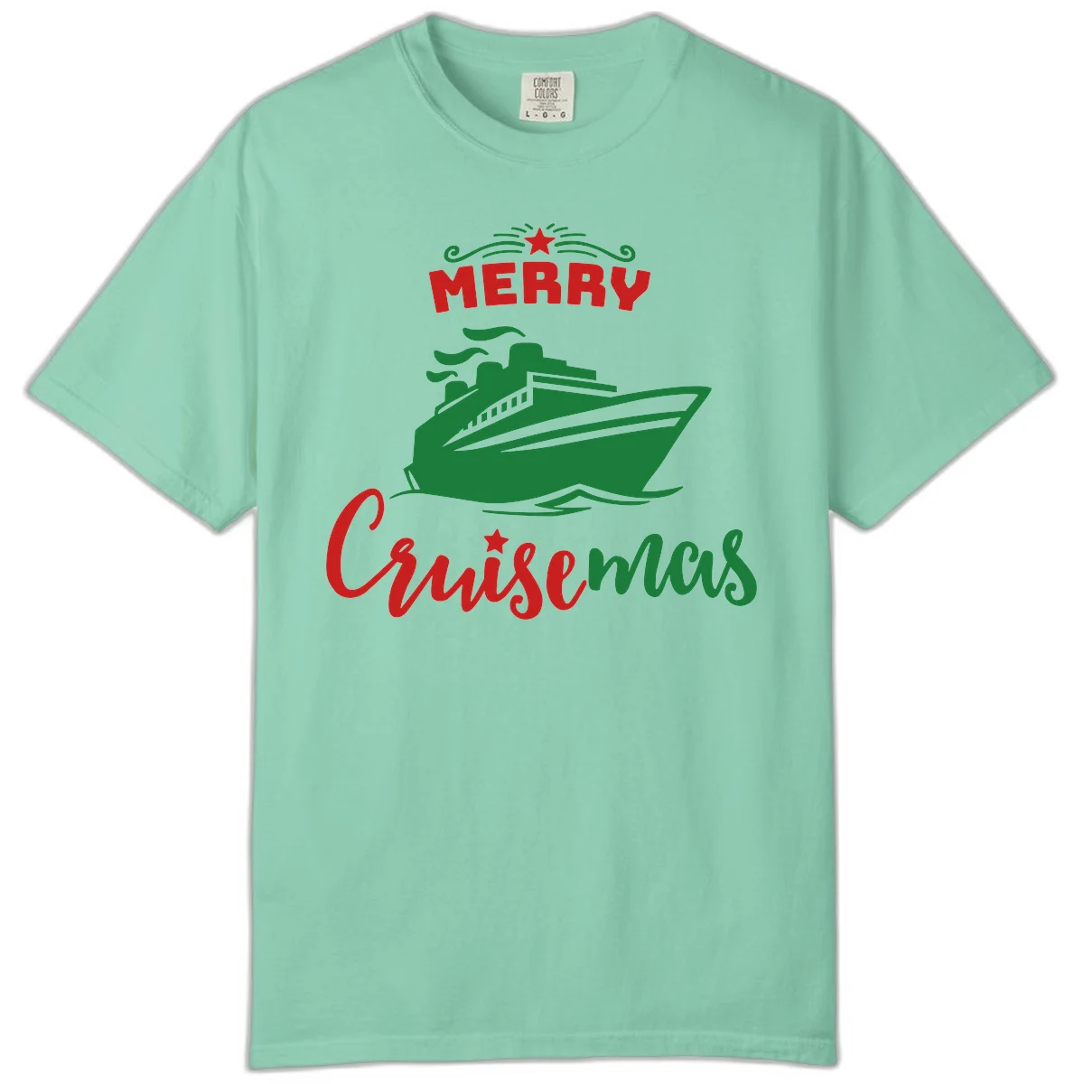 Merry Cruise-mas Ship Comfort Color Tee in Island Reef