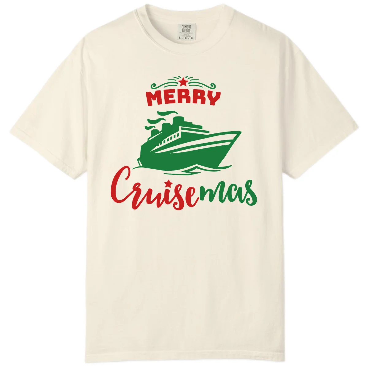 Merry Cruise-mas Ship Comfort Color Tee in Ivory