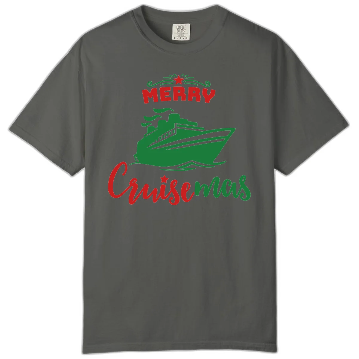 Merry Cruise-mas Ship Comfort Color Tee in Pepper