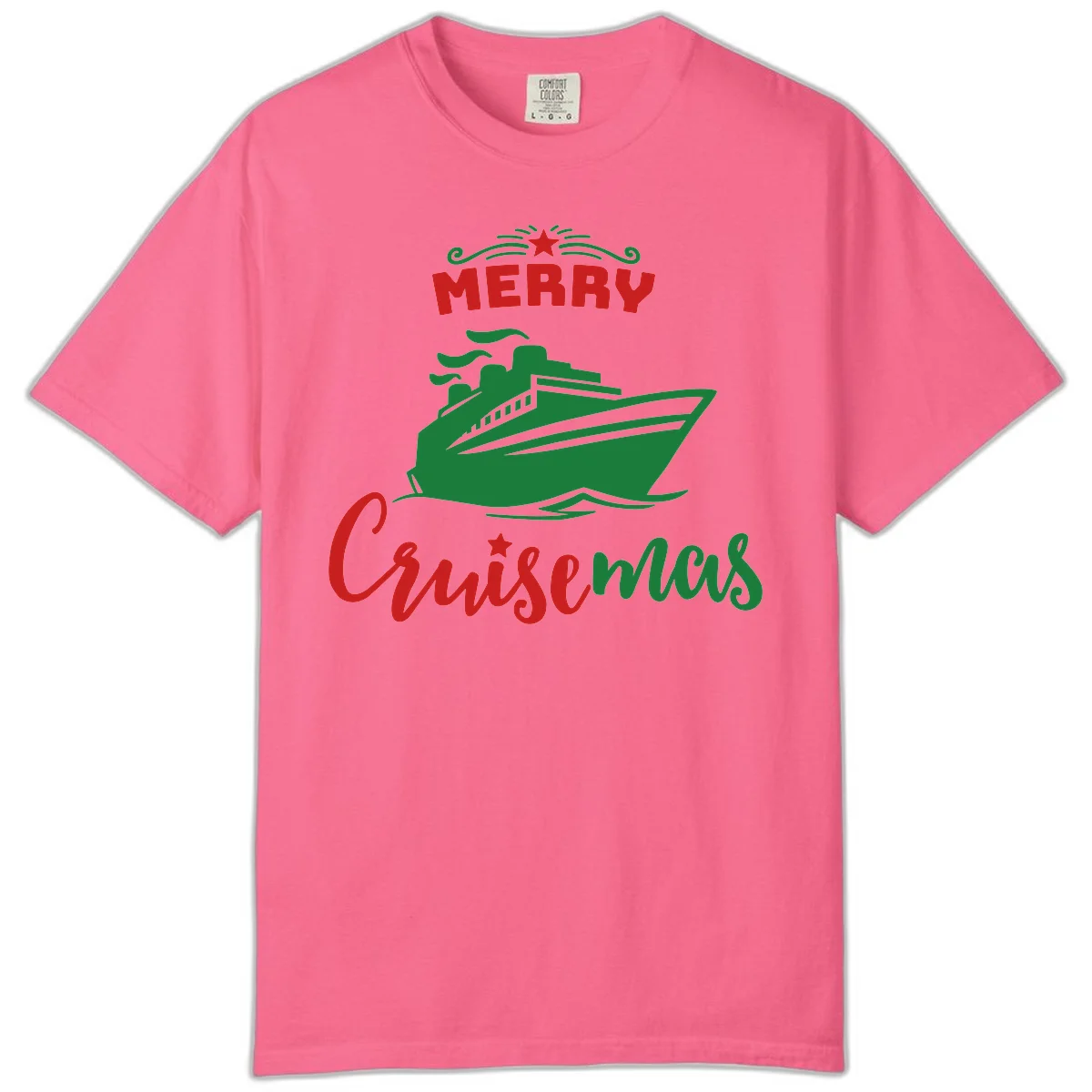Merry Cruise-mas Ship Comfort Color Tee in Crunchberry