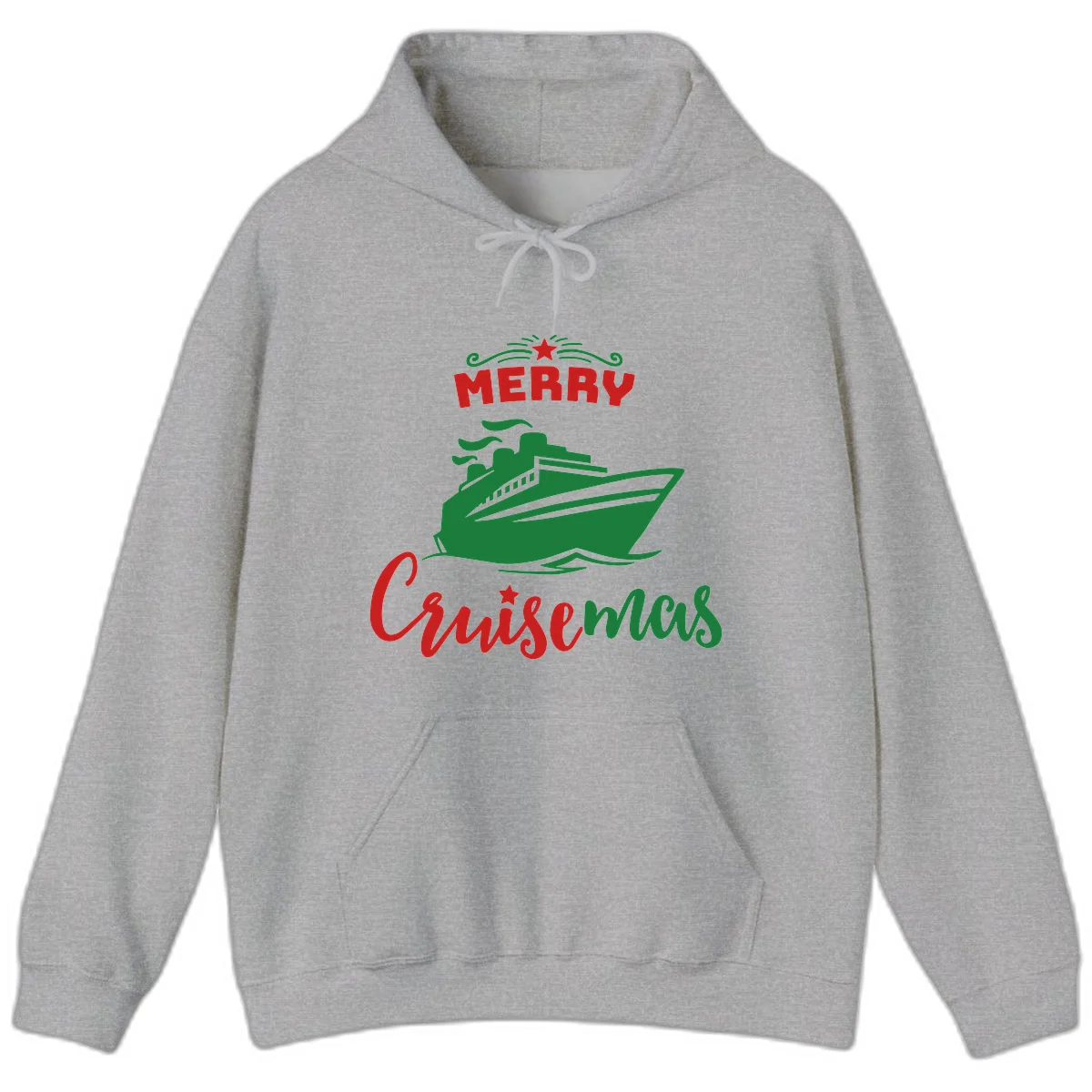 Merry Cruise-mas Ship Hoodie in Sport Grey