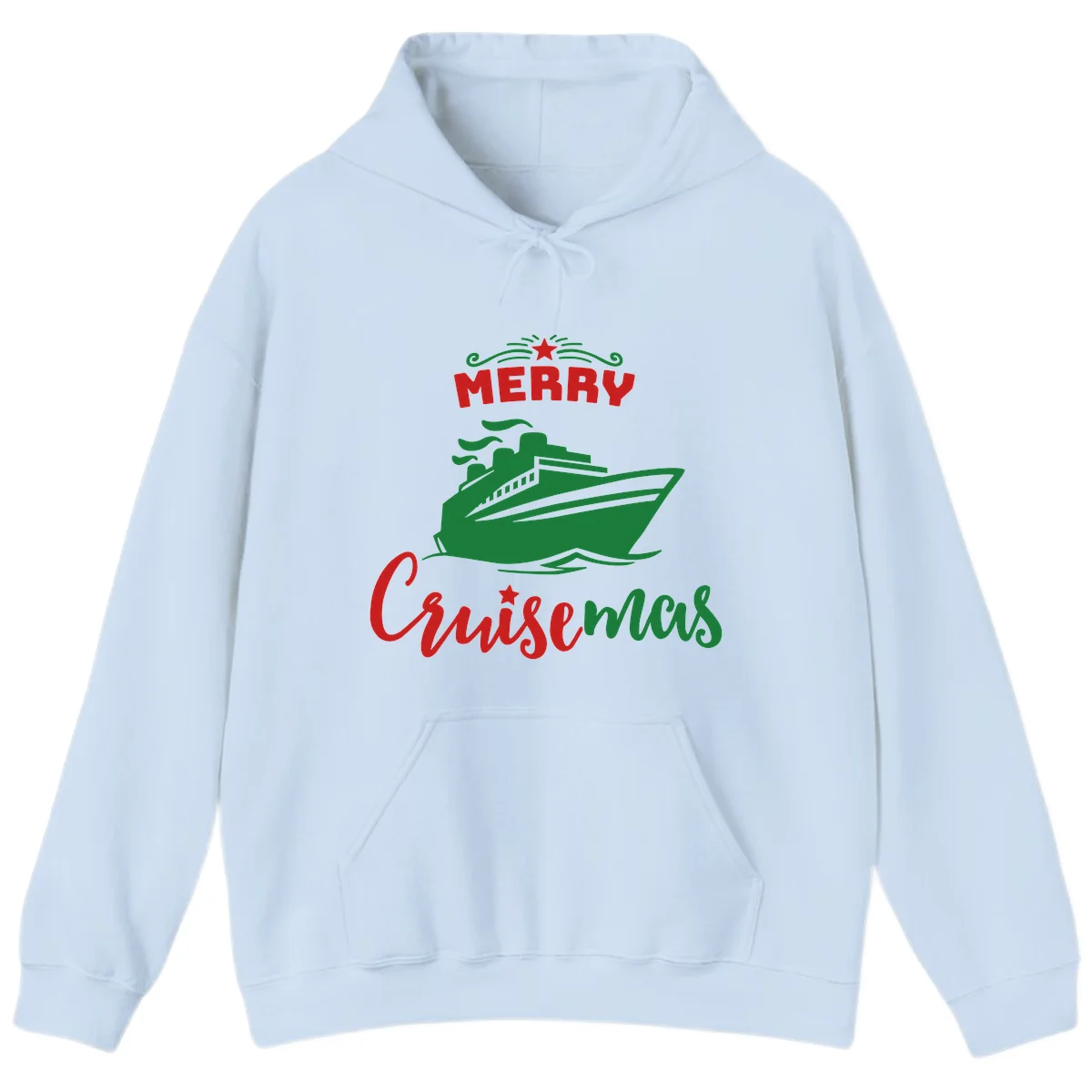 Merry Cruise-mas Ship Hoodie in Light Blue
