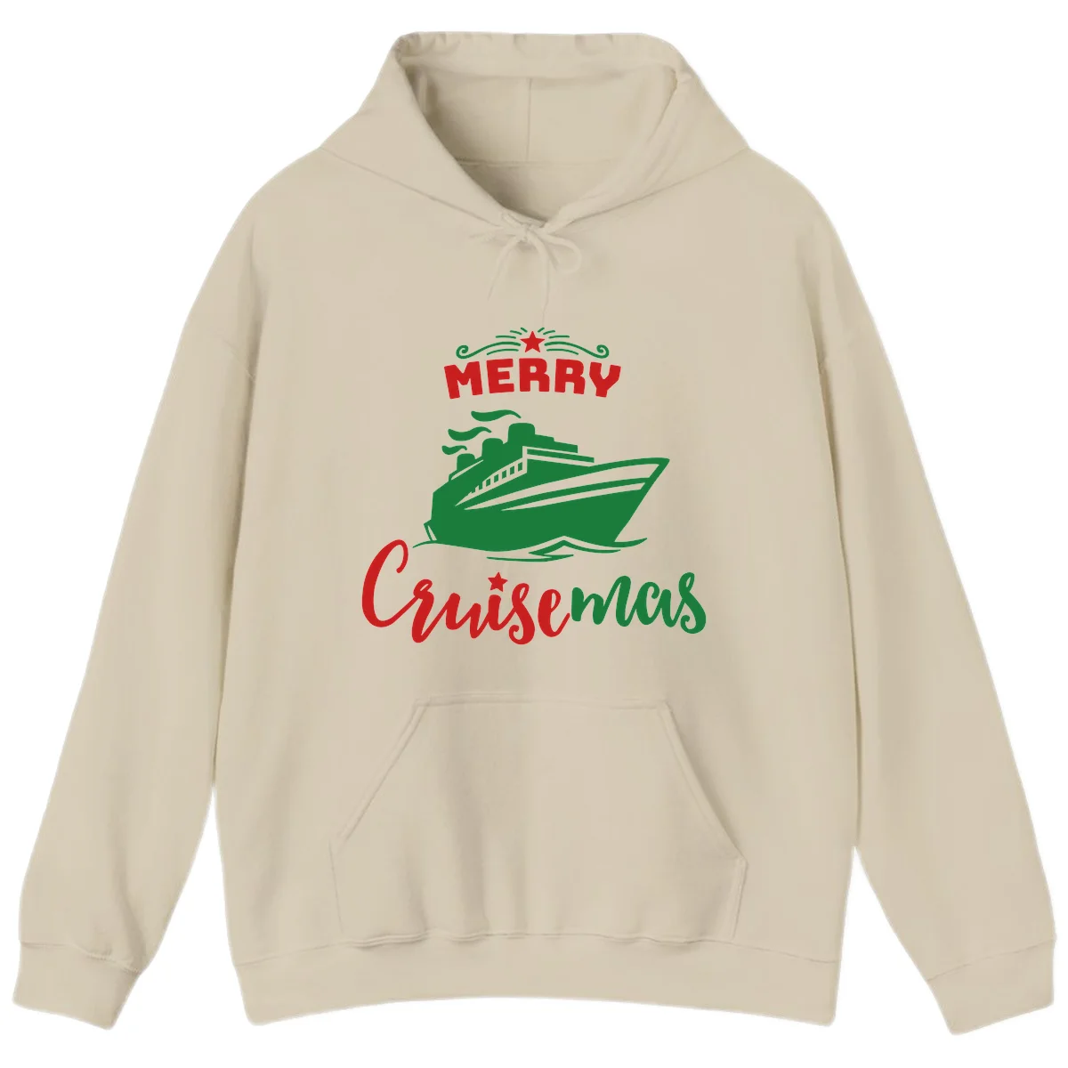 Merry Cruise-mas Ship Hoodie in Sand