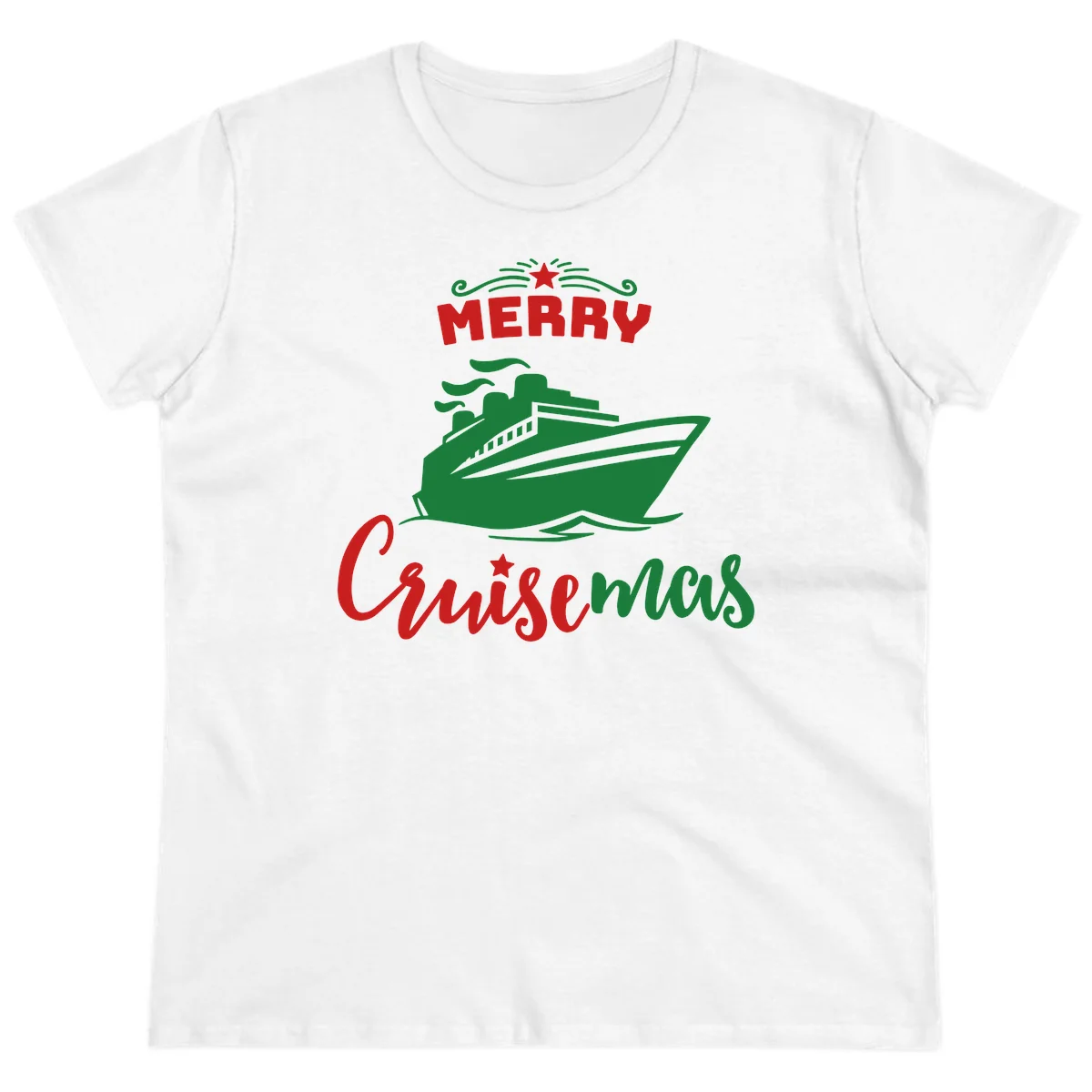 Merry Cruise-mas Ship Ladies Tee in White