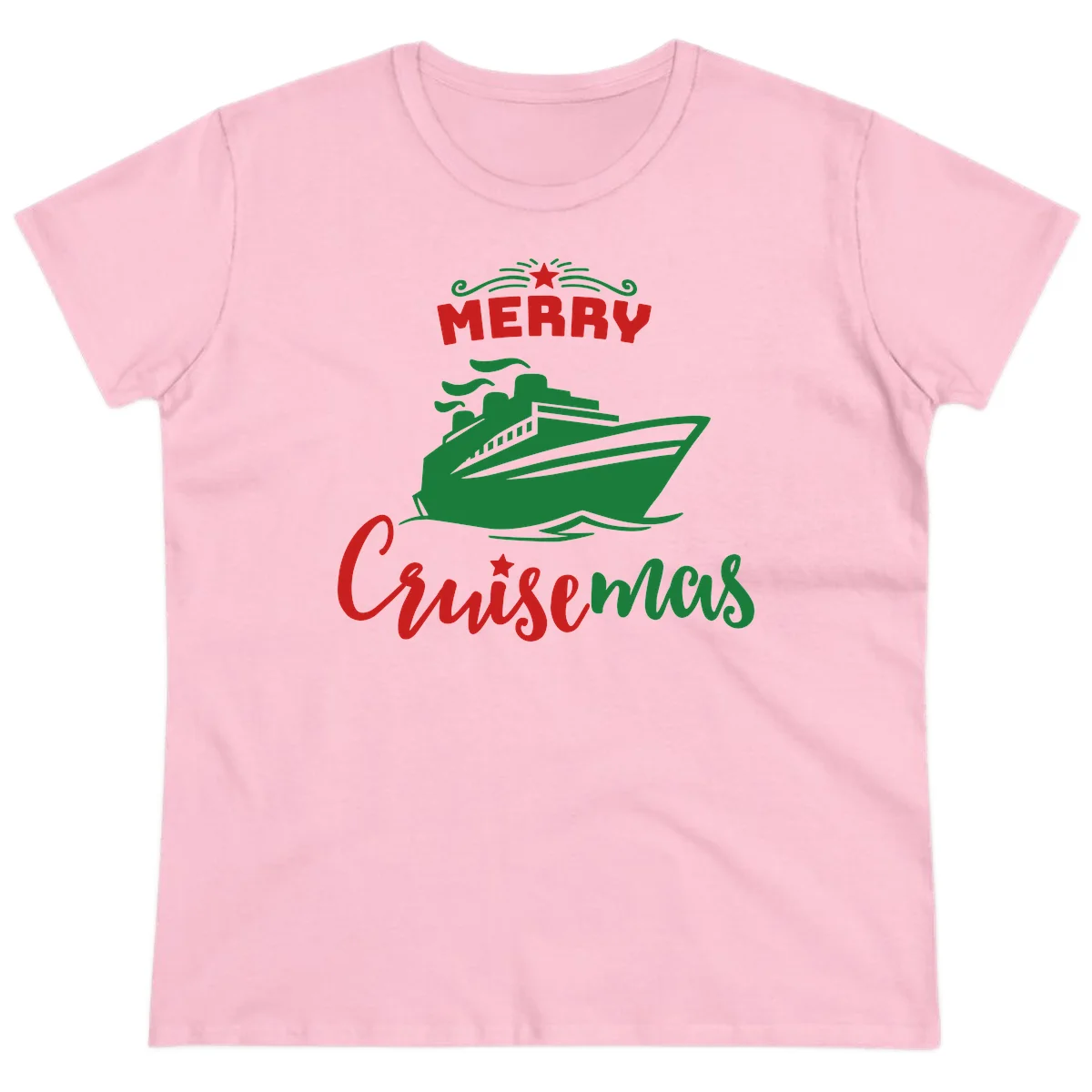 Merry Cruise-mas Ship Ladies Tee in Light Pink