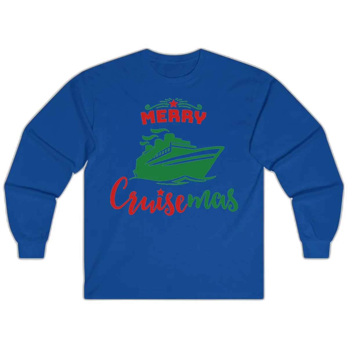 Merry Cruise-mas Ship Long Sleeve Tee in Royal