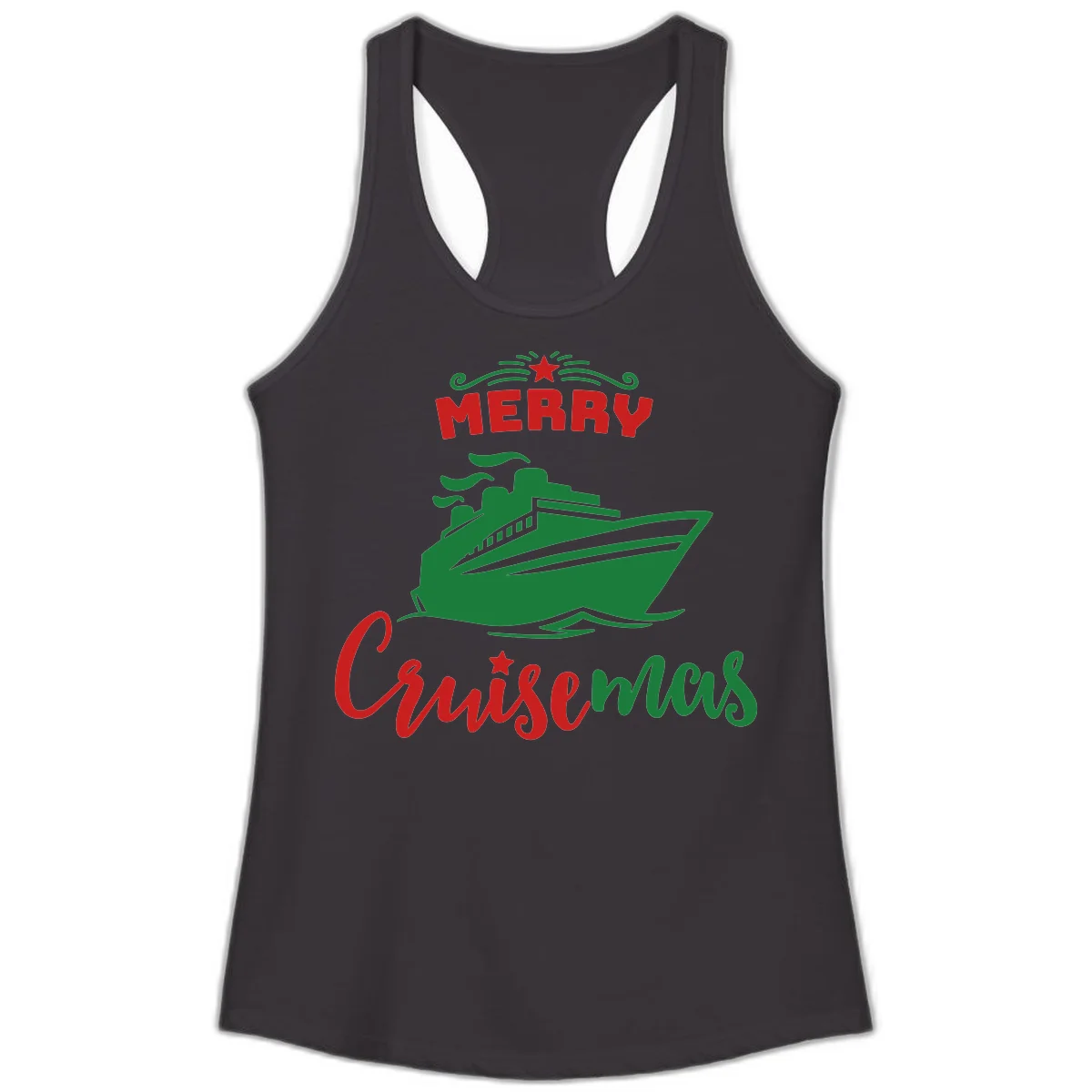 Merry Cruise-mas Ship Ladies Tank Top in Black