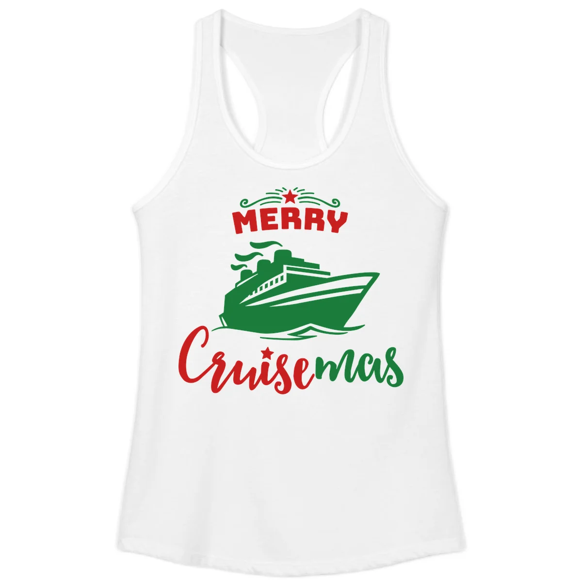 Merry Cruise-mas Ship Ladies Tank Top in White