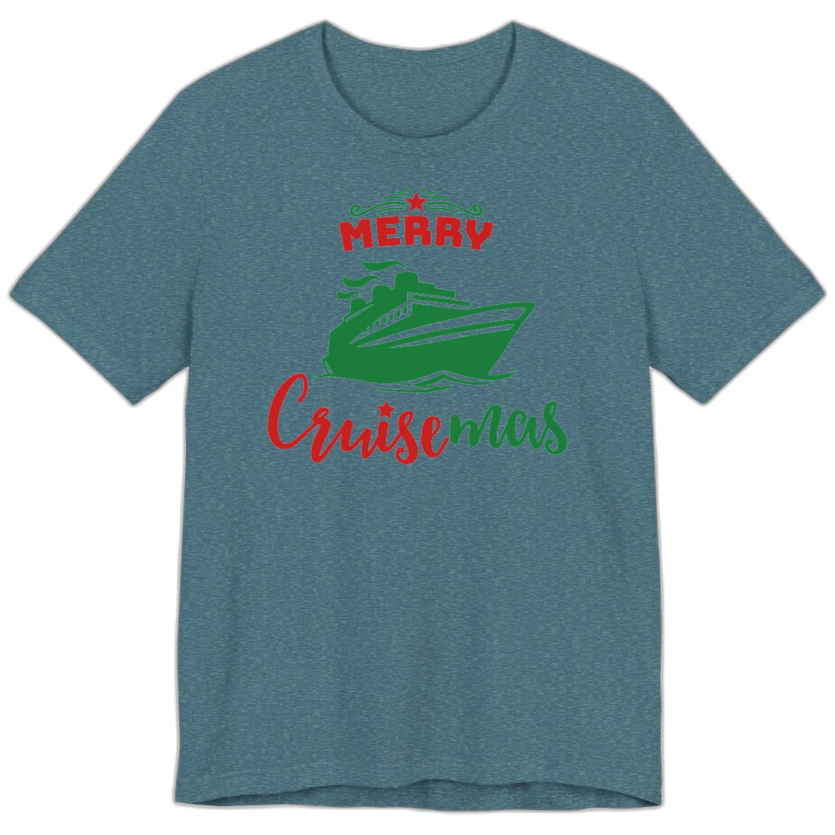 Merry Cruise-mas Ship Premium T-Shirt in Heather Deep Teal