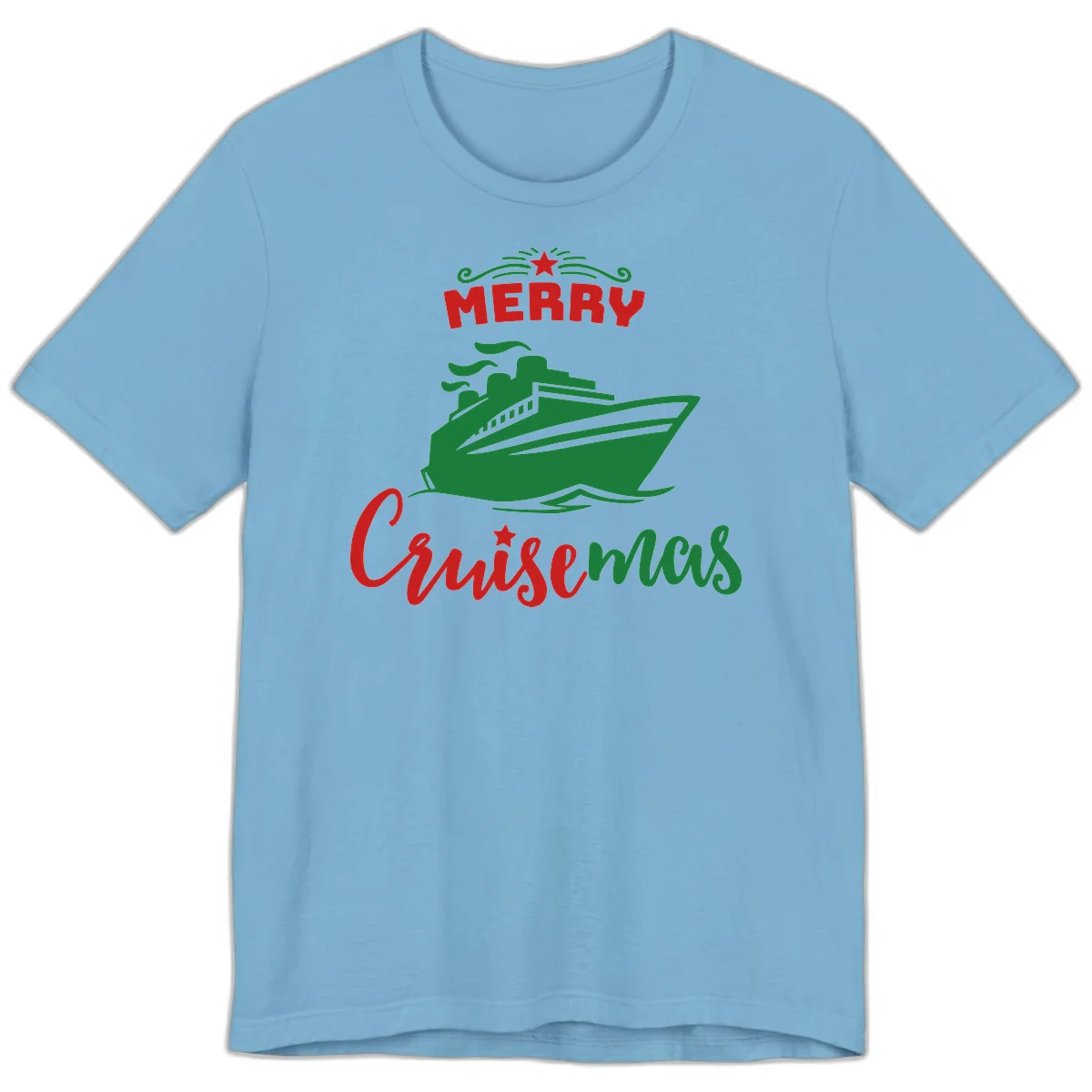 Merry Cruise-mas Ship Premium T-Shirt in Ocean Blue
