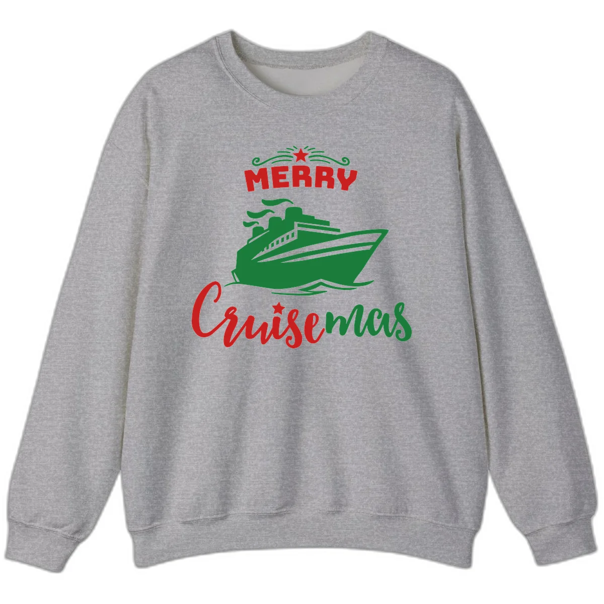 Merry Cruise-mas Ship Sweatshirt in Sport Grey
