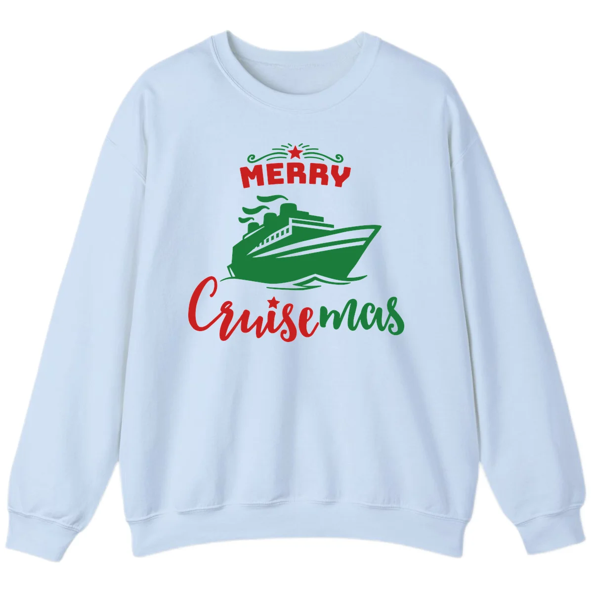 Merry Cruise-mas Ship Sweatshirt in Light Blue