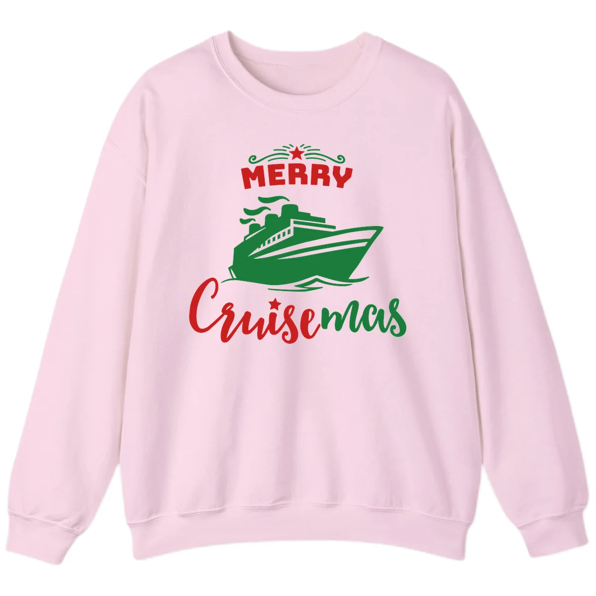 Merry Cruise-mas Ship Sweatshirt in Light Pink