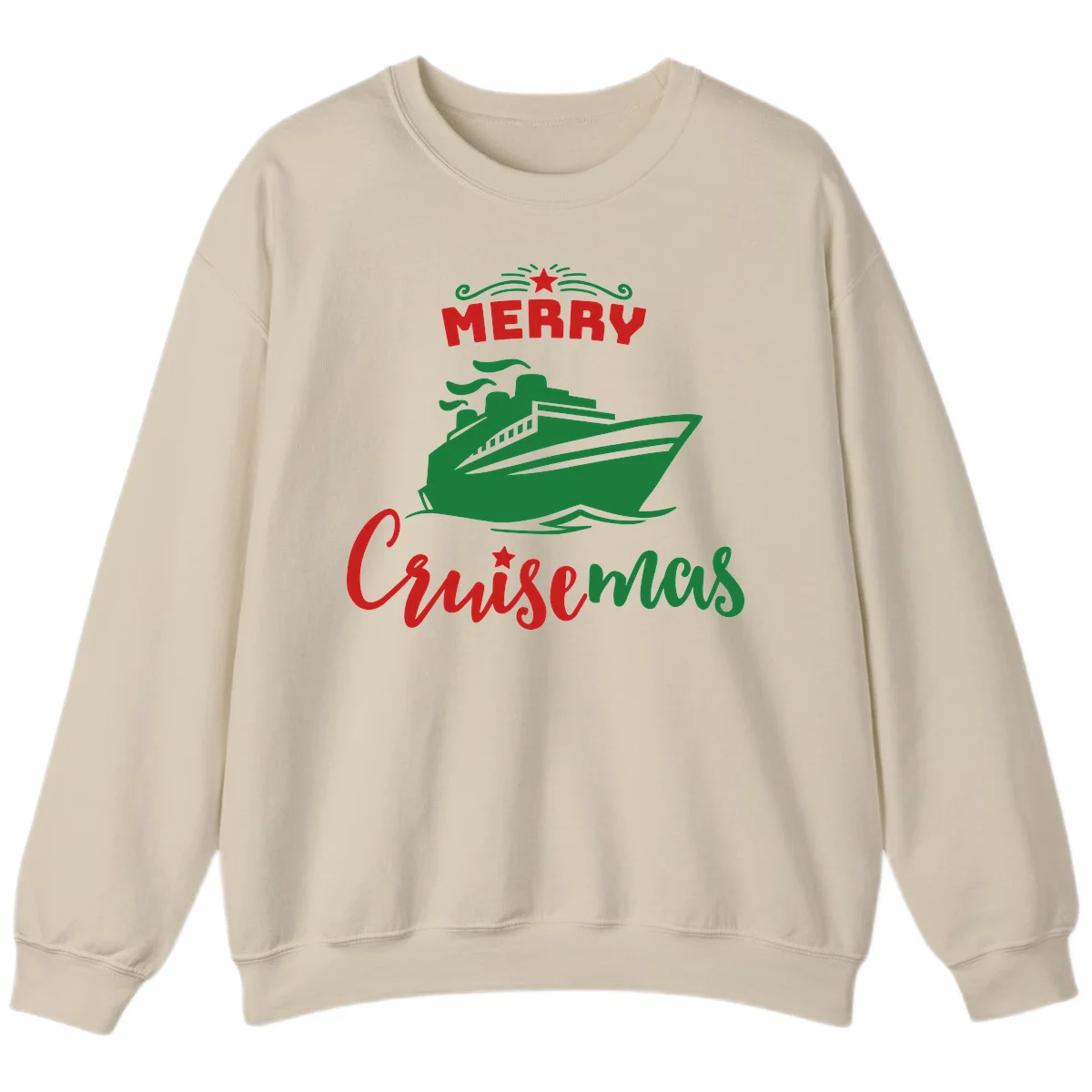 Merry Cruise-mas Ship Sweatshirt in Sand