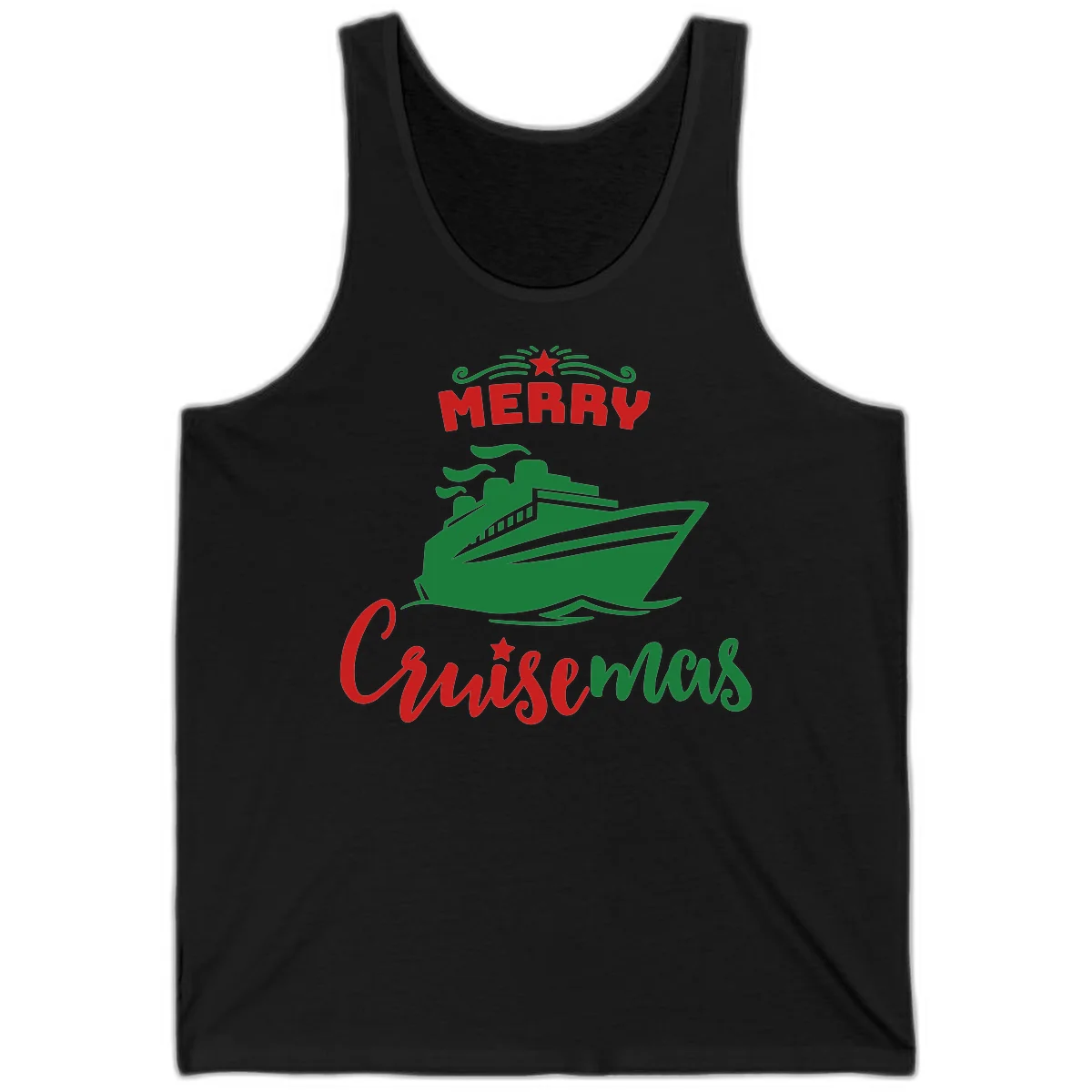 Merry Cruise-mas Ship Tank Top in Black