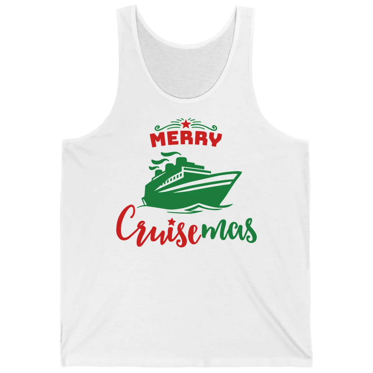 Merry Cruise-mas Ship Tank Top in White