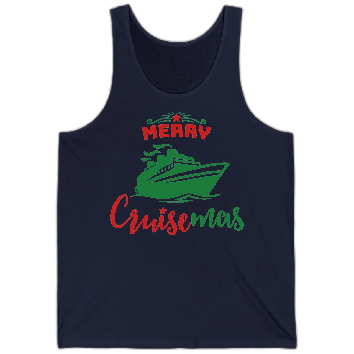 Merry Cruise-mas Ship Tank Top in Navy
