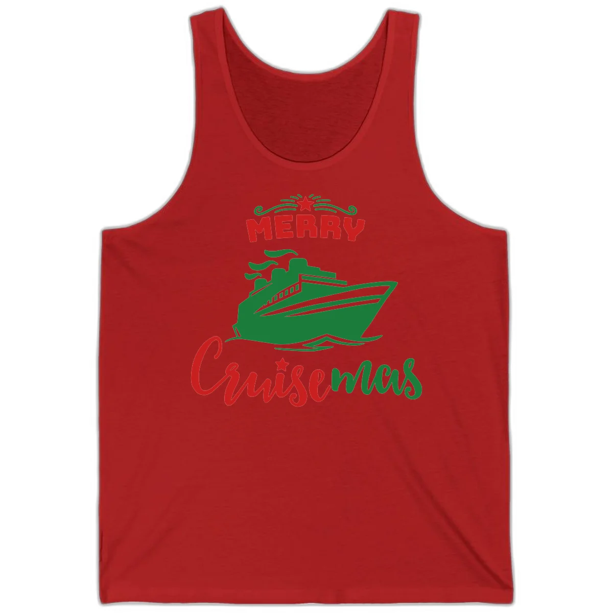 Merry Cruise-mas Ship Tank Top in Red