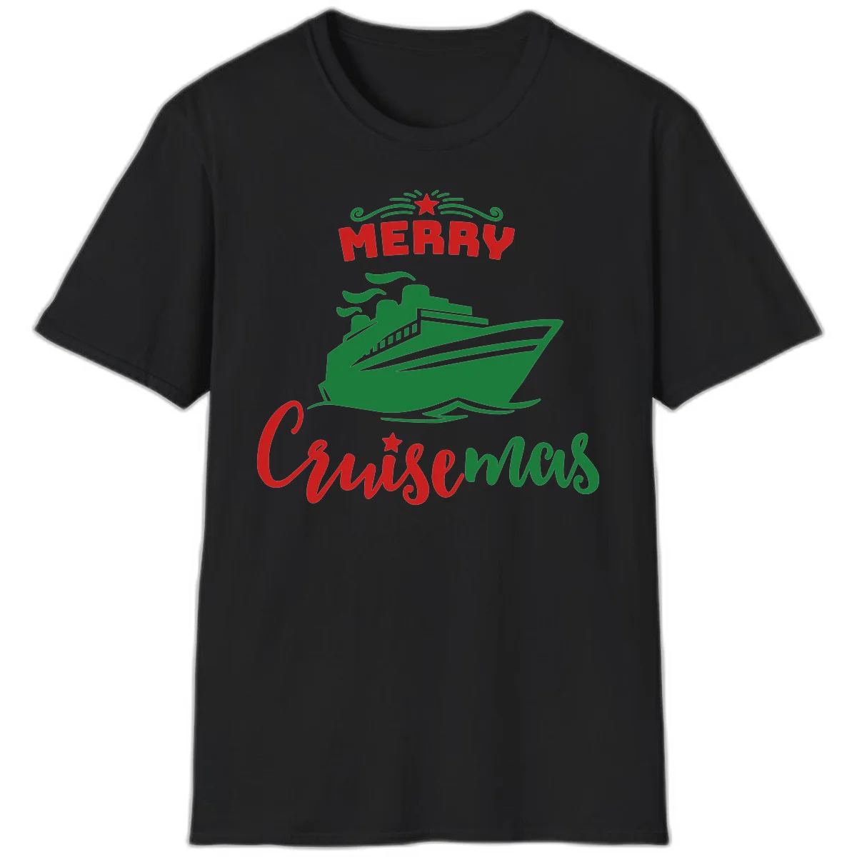 Merry Cruise-mas Ship T-Shirt in Black