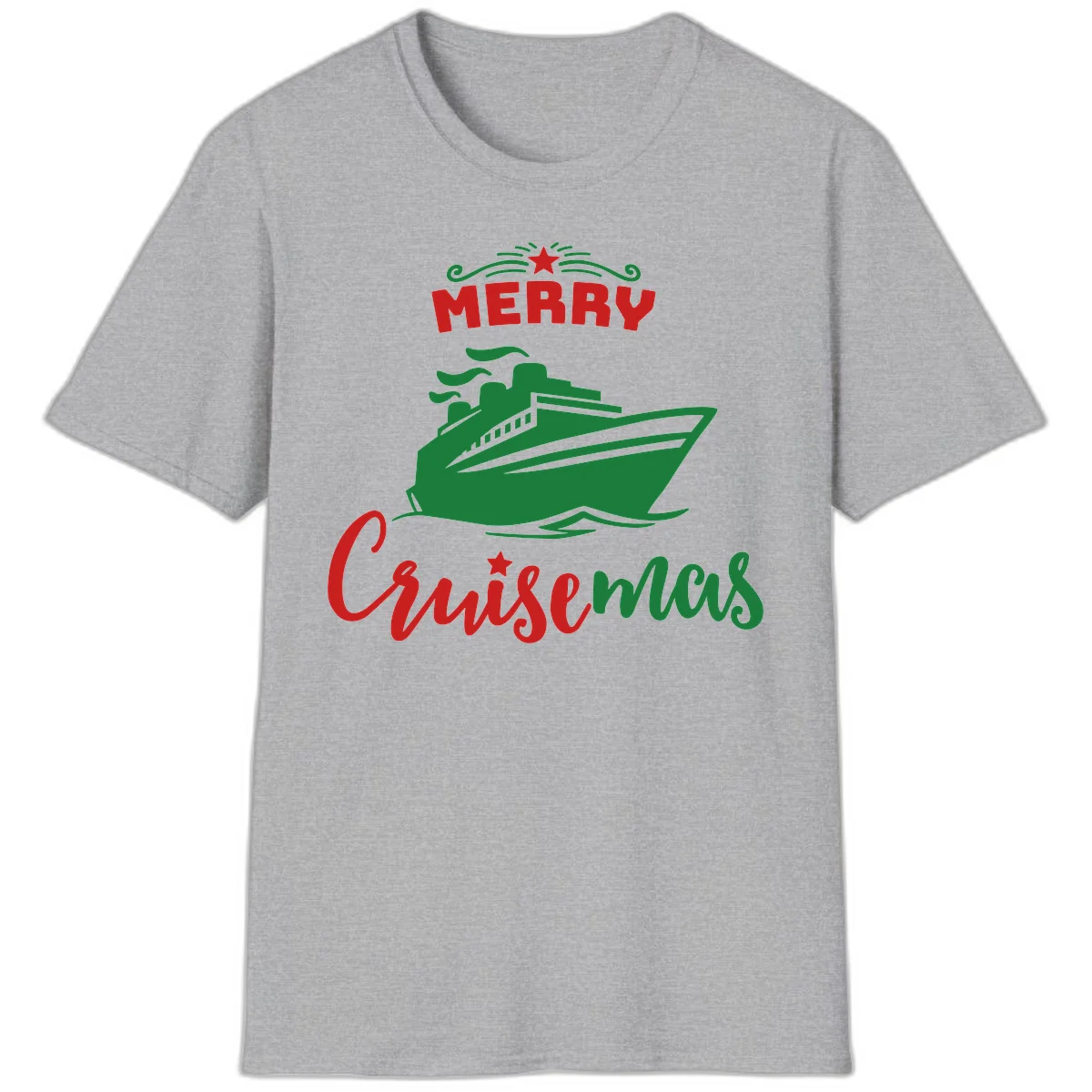 Merry Cruise-mas Ship T-Shirt in Sport Grey