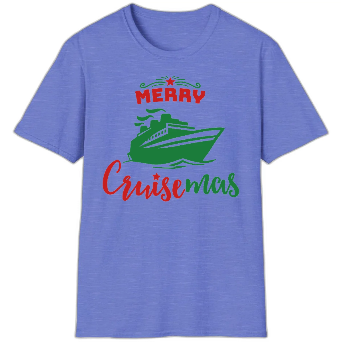 Merry Cruise-mas Ship T-Shirt in Heather Royal