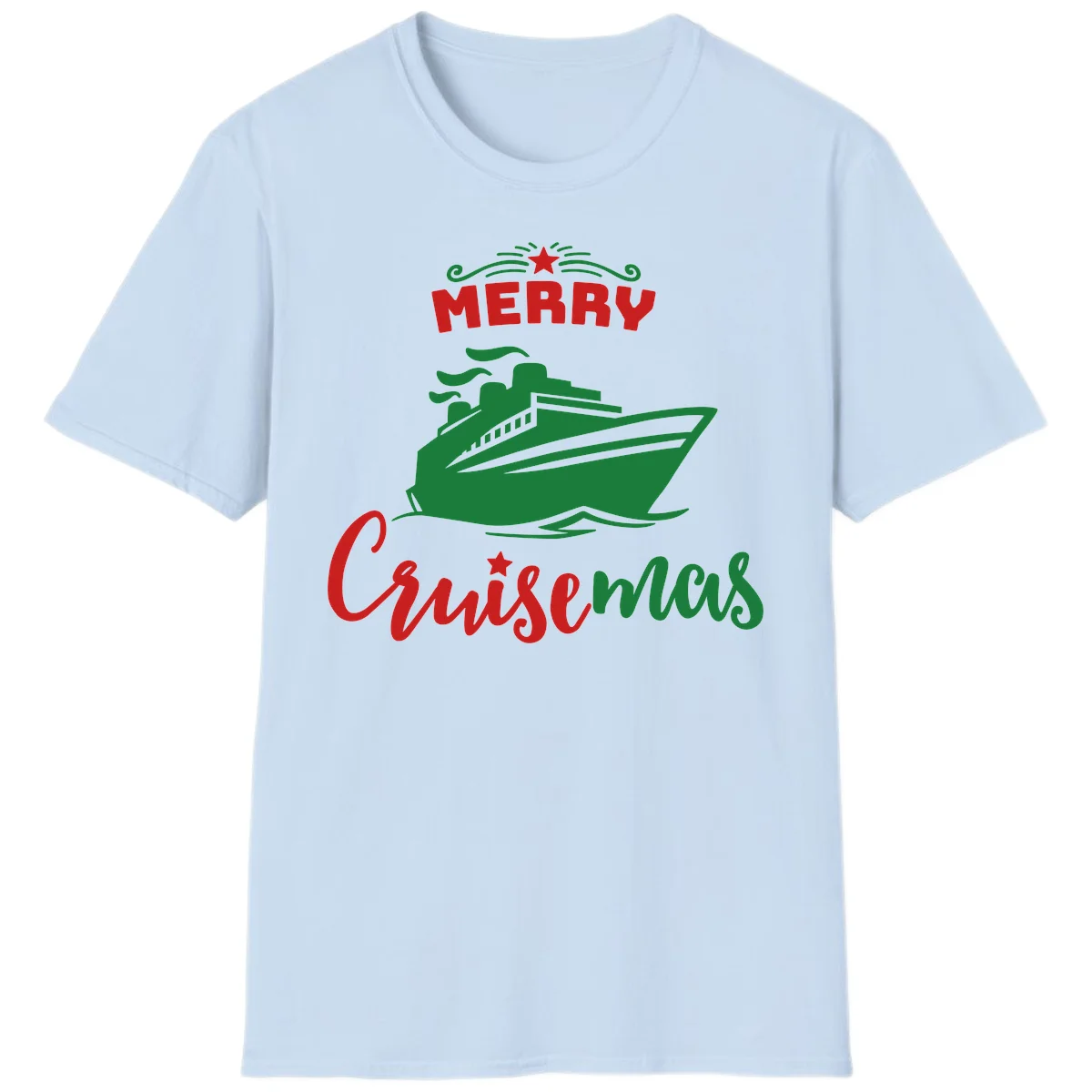 Merry Cruise-mas Ship T-Shirt in Light Blue