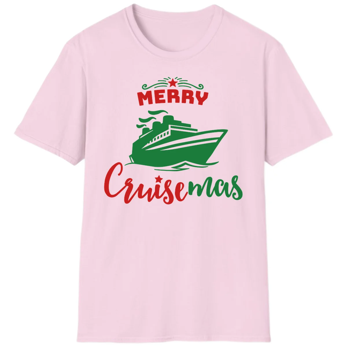 Merry Cruise-mas Ship T-Shirt in Light Pink