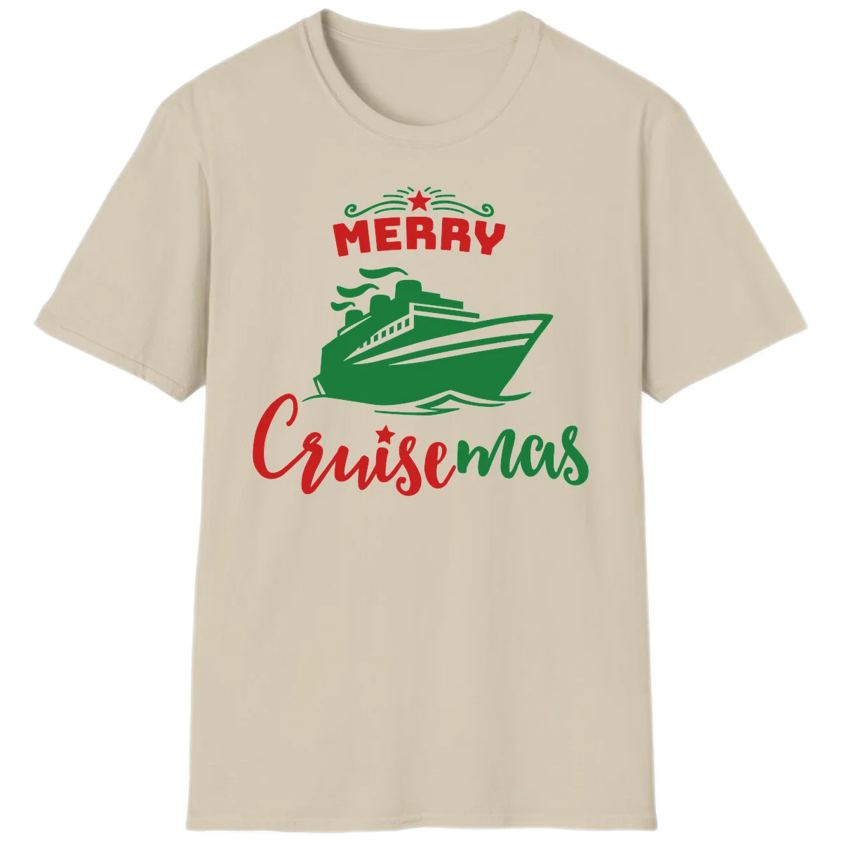 Merry Cruise-mas Ship T-Shirt in Sand