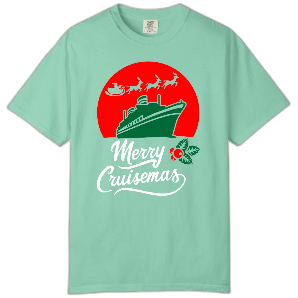 Merry Cruisemas Holiday Cruise Comfort Color Tee in Island Reef