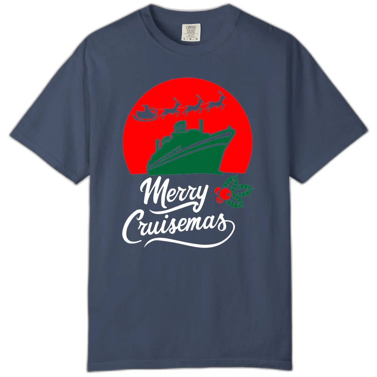 Merry Cruisemas Holiday Cruise Comfort Color Tee in Midnight
